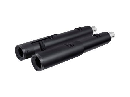4.5in. Slip-On Mufflers - Black with Black Straight End Caps. Fits Indian Big Twin 2014up with Hard Saddle Bags. FREEDOM PERFORMANCE EXHAUST