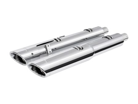 4.5in. Slip-On Mufflers - Chrome with Chrome Slash End Caps. Fits Indian Big Twin 2014up with Hard Saddle Bags. FREEDOM PERFORMANCE EXHAUST