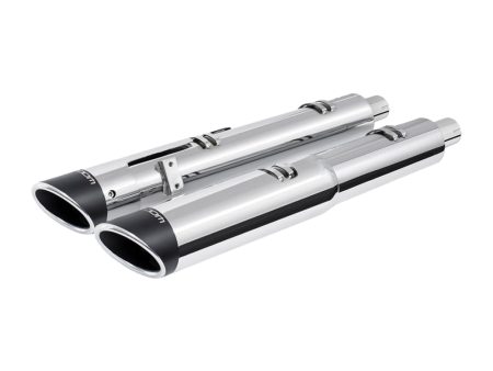 4.5in. Slip-On Mufflers - Chrome with Sculpted Slash End Caps. Fits Indian Big Twin 2014up with Hard Saddle Bags. FREEDOM PERFORMANCE EXHAUST