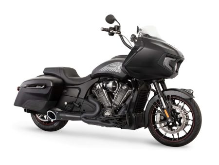 Turnout 2-into-1 Exhaust - Black with Black End Cap. Fits Indian Challenger 2020up. FREEDOM PERFORMANCE EXHAUST