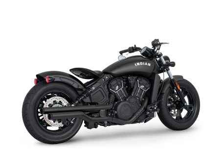 2.5in. Slip-On Mufflers - Black with Black Straight End Caps. Fits Indian Scout 2015-2024 FREEDOM PERFORMANCE EXHAUST