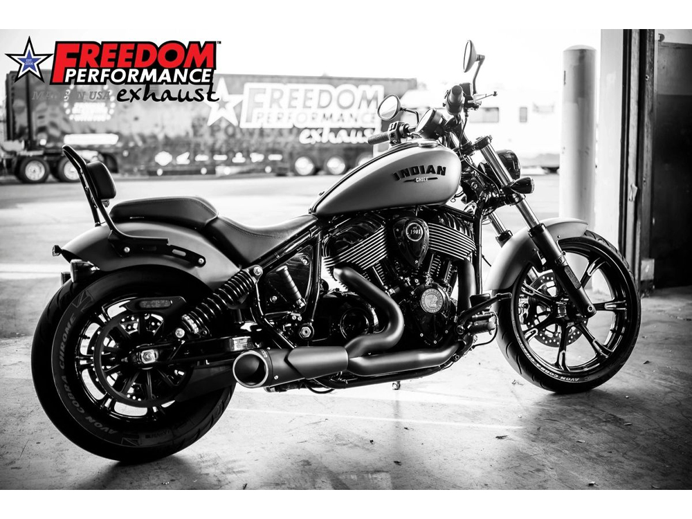 Combat 2-into-1 Exhaust - Black with Black End Cap. Fits Indian Cruiser 2022up FREEDOM PERFORMANCE EXHAUST - Image 3