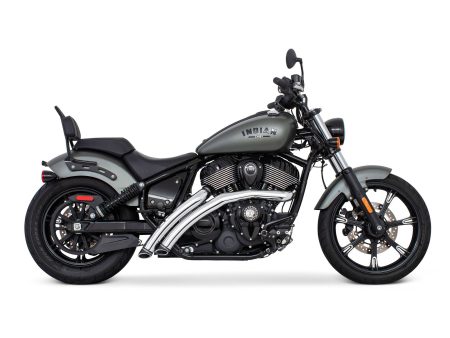 Radical Radius Exhaust - Chrome with Black End Caps. Fits Indian Cruiser 2022up FREEDOM PERFORMANCE EXHAUST