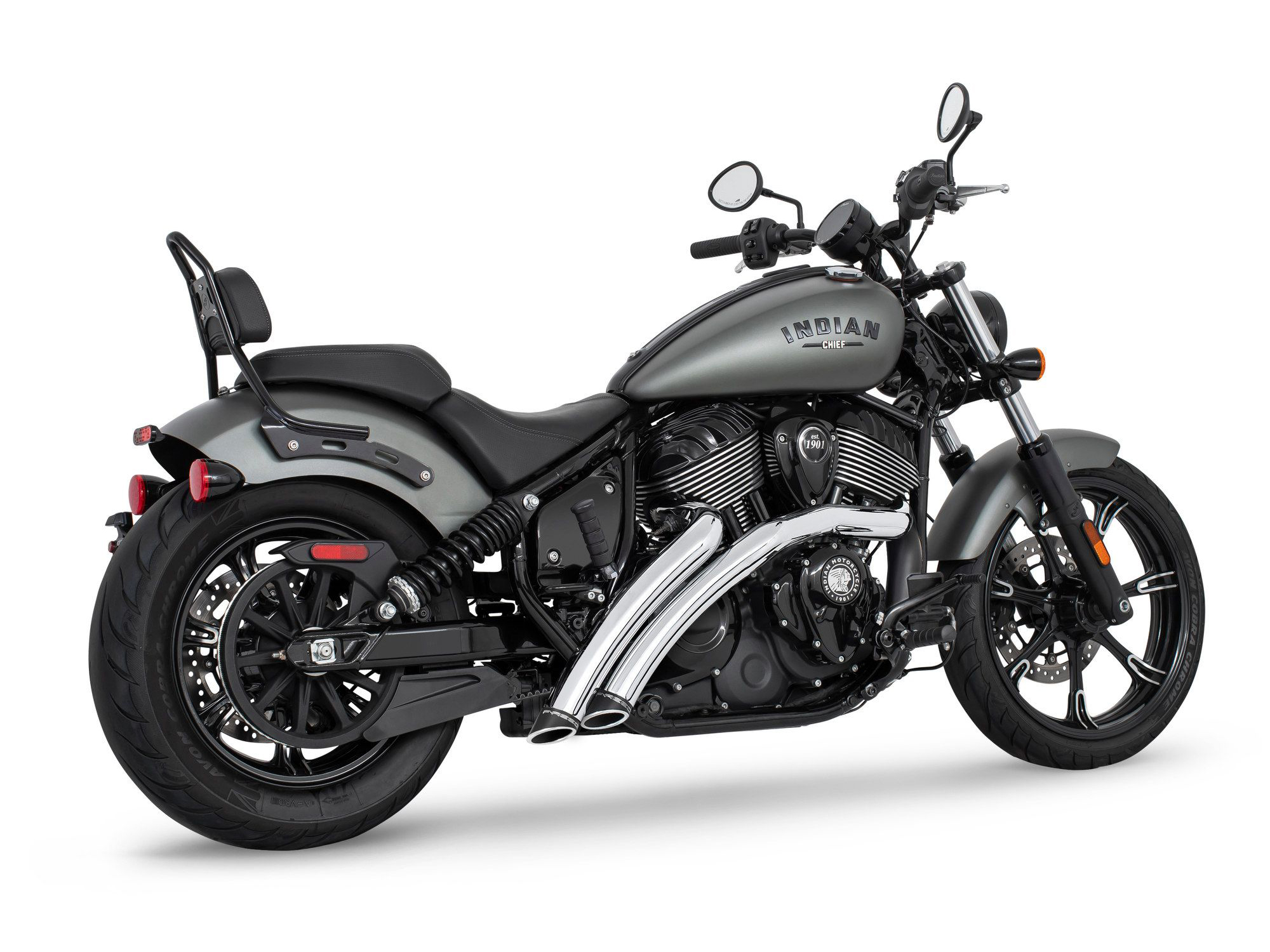 Radical Radius Exhaust - Chrome with Black End Caps. Fits Indian Cruiser 2022up FREEDOM PERFORMANCE EXHAUST - Image 2
