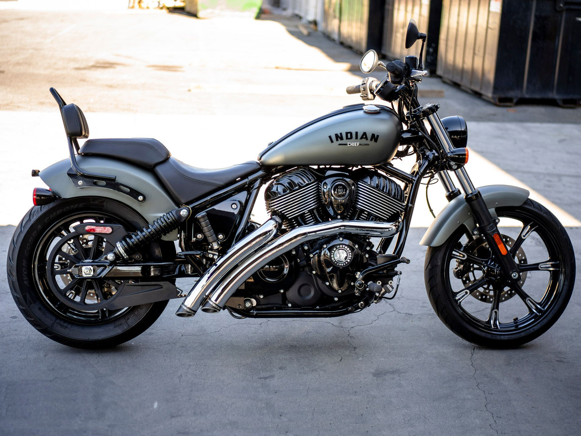 Radical Radius Exhaust - Chrome with Black End Caps. Fits Indian Cruiser 2022up FREEDOM PERFORMANCE EXHAUST - Image 3