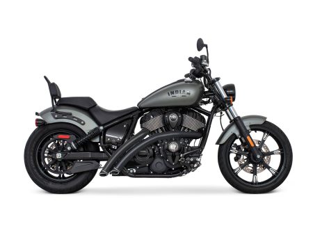 Radical Radius Exhaust - Black with Black End Caps. Fits Indian Cruiser 2022up FREEDOM PERFORMANCE EXHAUST
