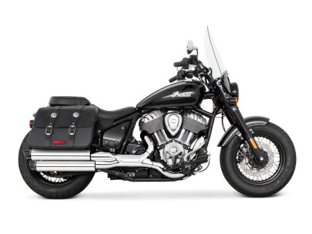 3.25in. Slip-On Mufflers - Chrome with Black Racing End Caps. Fits Indian Cruiser 2022up FREEDOM PERFORMANCE EXHAUST