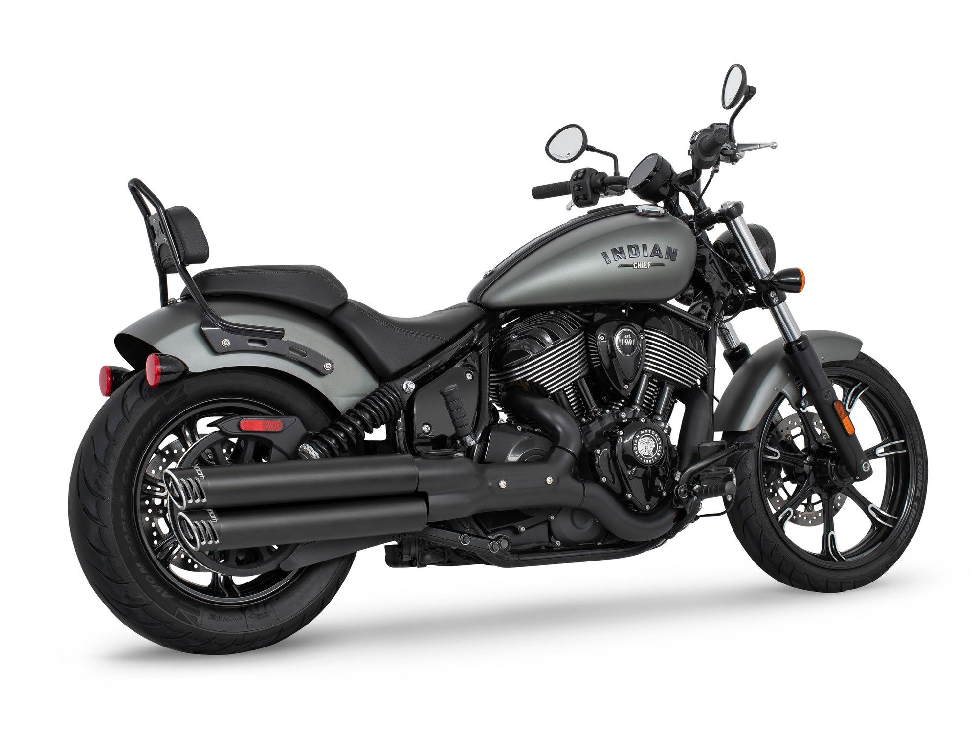 3.25in. Slip-On Mufflers - Black with Black Racing End Caps. Fits Indian Cruiser 2022up FREEDOM PERFORMANCE EXHAUST