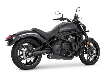 American Outlaw Shorty 2-into-1 Exhaust - Black with Black End Cap. Fits Kawasaki Vulcan 'S' 650cc 2015up. FREEDOM PERFORMANCE EXHAUST