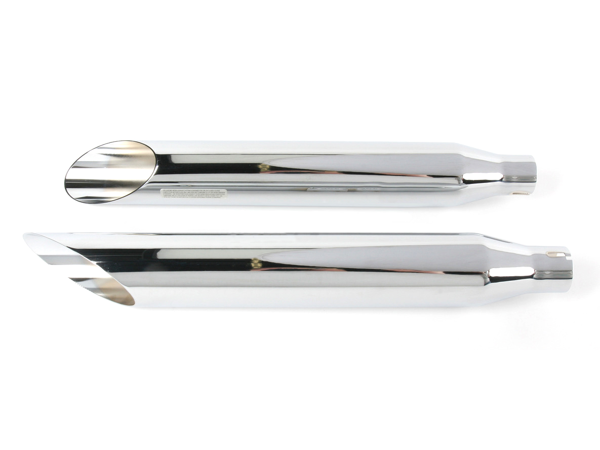 3in. HP-Plus Slash Cut Slip-On Mufflers - Chrome. Fits Softail Deuce 2007 & Fat Boy 2007-2017. Khrome Werks