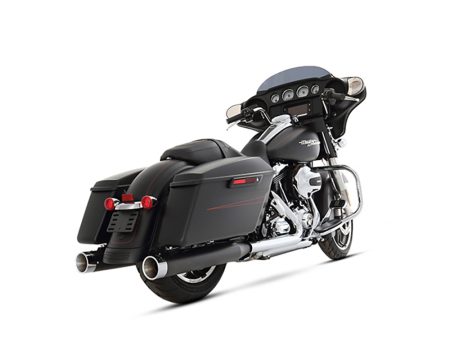 4in. Slip-On Mufflers - Black with Chrome End Caps. Fits Touring 2017up. RINEHART EXHAUST