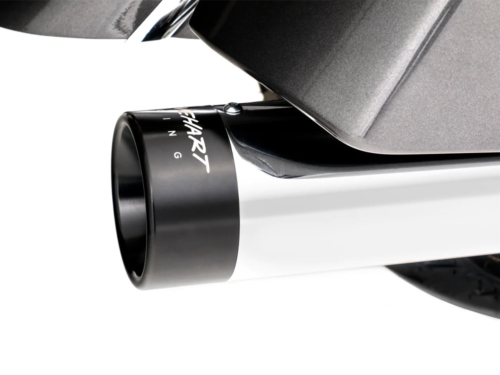 4in. DBX40 Slip-On Mufflers - Chrome with Black End Caps. Fits Indian Big Twin 2014up with Hard Saddle Bags. RINEHART EXHAUST - Image 2