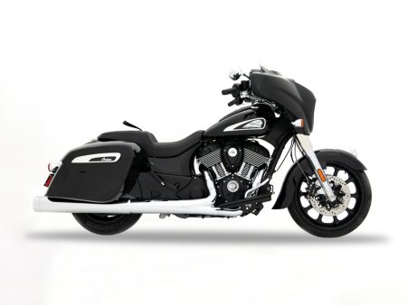 4.5in. DBX45 Slip-On Mufflers - Chrome with Chrome End Caps. Fits Indian Big Twin 2014up with Hard Saddle Bags. RINEHART EXHAUST