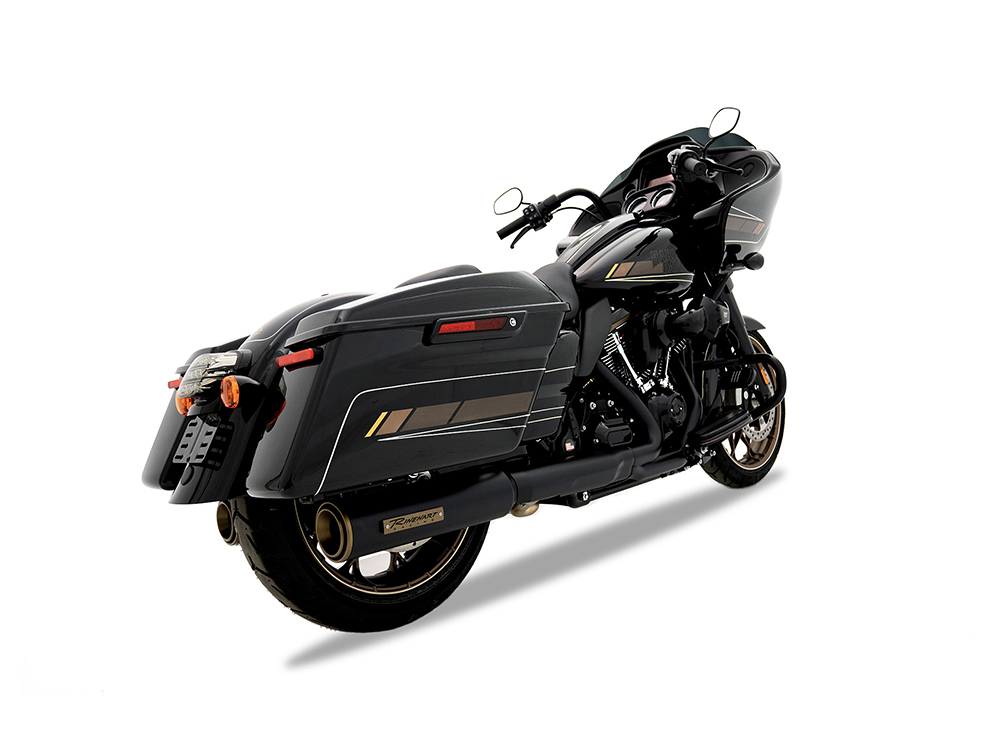 4-1/2in. HP45 Slip-On Short Race Inspired Mufflers - Black with Bronze End Caps. Fits Touring 2017up RINEHART EXHAUST