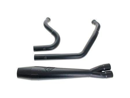 Mid Length 2-into-1 Exhaust with Welded End Cap - Black. Fits Softail 1986-2017. Sawicki Speed