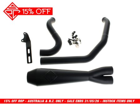 2-into-1 LaneSplitter Exhaust - Black. Fits Softail 2018up Non-240 Rear Tyre Models. SP Concepts EXHAUST