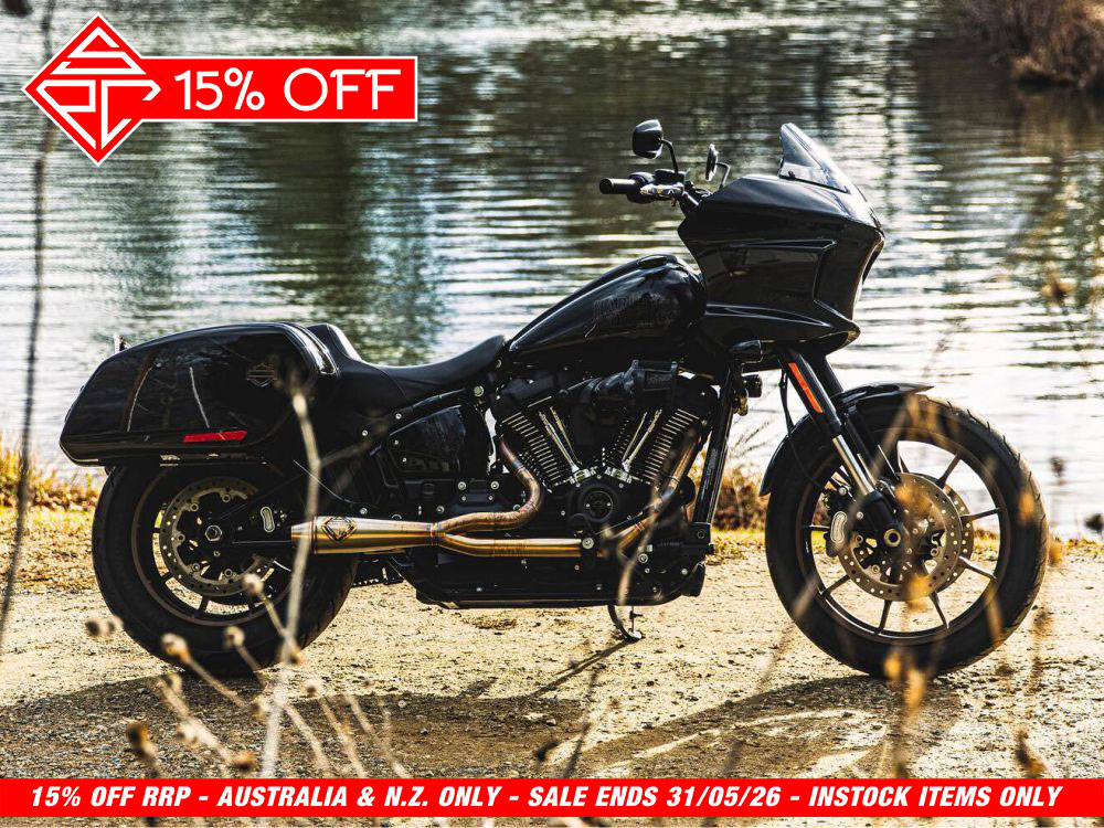 2-into-1 LaneSplitter Exhaust - Stainless Steel. Fits Softail 2018up Non-240 Rear Tyre Models. SP Concepts EXHAUST