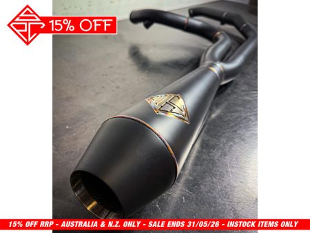 2-into-1 4.5in. Big Bore Exhaust - Black Onyx. Fits Softail 2018up Non-240 Rear Tyre Models. SP Concepts EXHAUST