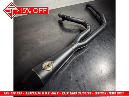 2-into-1 4.5in. Works Edition Big Bore Exhaust - Black Onyx. Fits Softail 2018up Non-240 Rear Tyre Models. SP Concepts EXHAUST