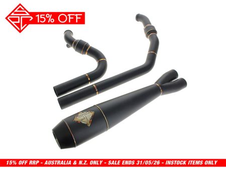 2-into-1 Elsinore Mid Length Exhaust With ProFlo Headers - Black Onyx. Fits Softail 2018up Non-240 Rear Tyre Models SP Concepts EXHAUST