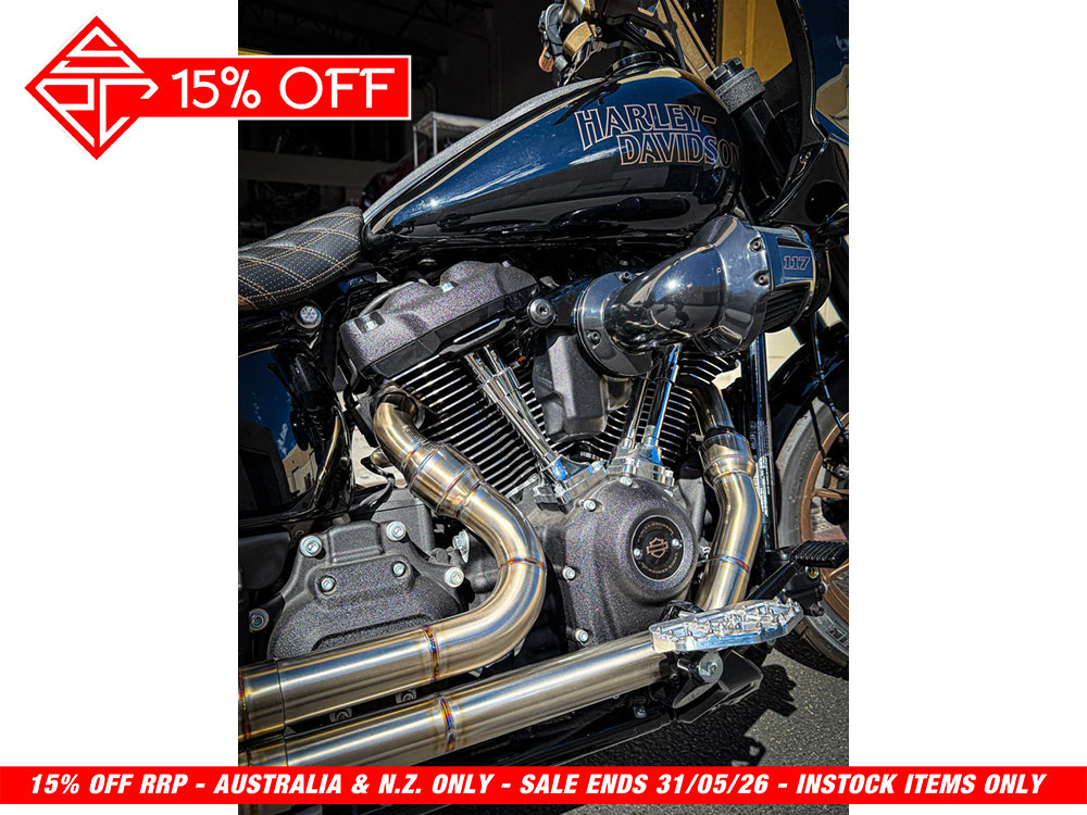 2-into-1 Elsinore Mid Length Exhaust With ProFlo Headers - Stainless Steel. Fits Softail 2018up Non-240 Rear Tyre Models SP Concepts EXHAUST - Image 3