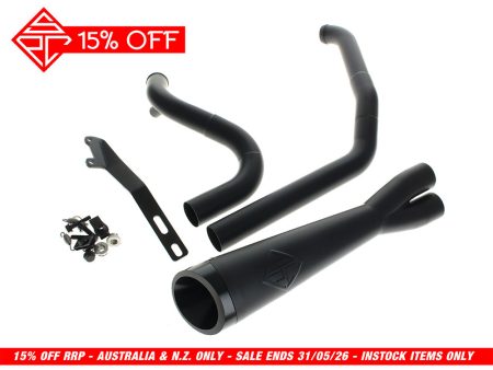 2-into-1 Cutback Exhaust - Black with Black End Cap. Fits Touring 2017up. SP Concepts EXHAUST