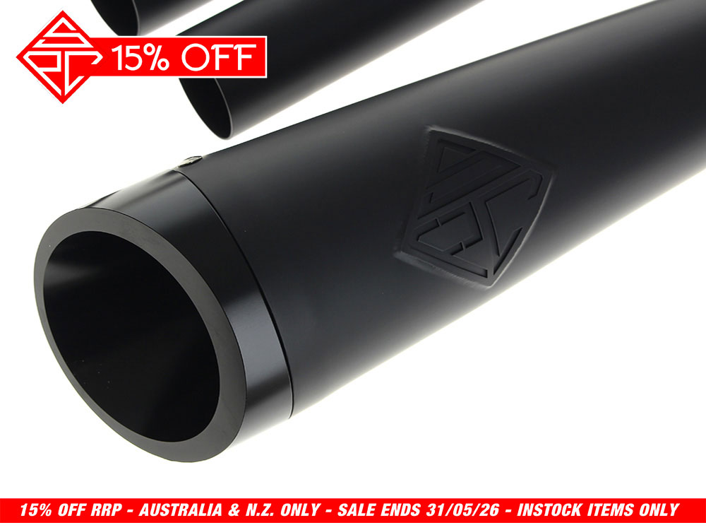2-into-1 Cutback Exhaust - Black with Black End Cap. Fits Touring 2017up. SP Concepts EXHAUST - Image 2