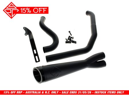 2-into-1 Cutback Exhaust - Black with Black End Cap. Fits Dyna 1999-2005 SP Concepts EXHAUST