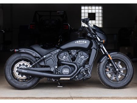 Grand National 2-into-1 Exhaust - Black with Black End Cap. Fits Indian Scout 2015-2024 S&S