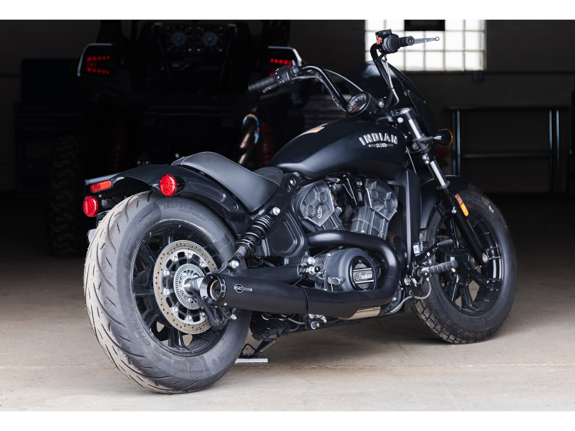 Grand National 2-into-1 Exhaust - Black with Black End Cap. Fits Indian Scout 2015-2024 S&S - Image 2