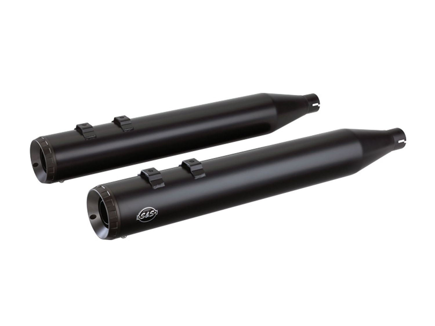 4in. Grand National Slip-On Mufflers - Black with Black End Caps. Fits Touring 2017up. S&S