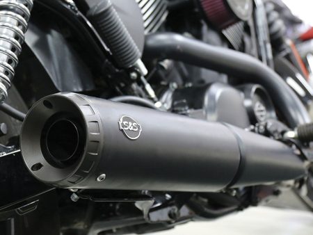 4in. Grand National Slip-On Muffler - Black with Black End Cap. Fits Street 2015-2020. S&S