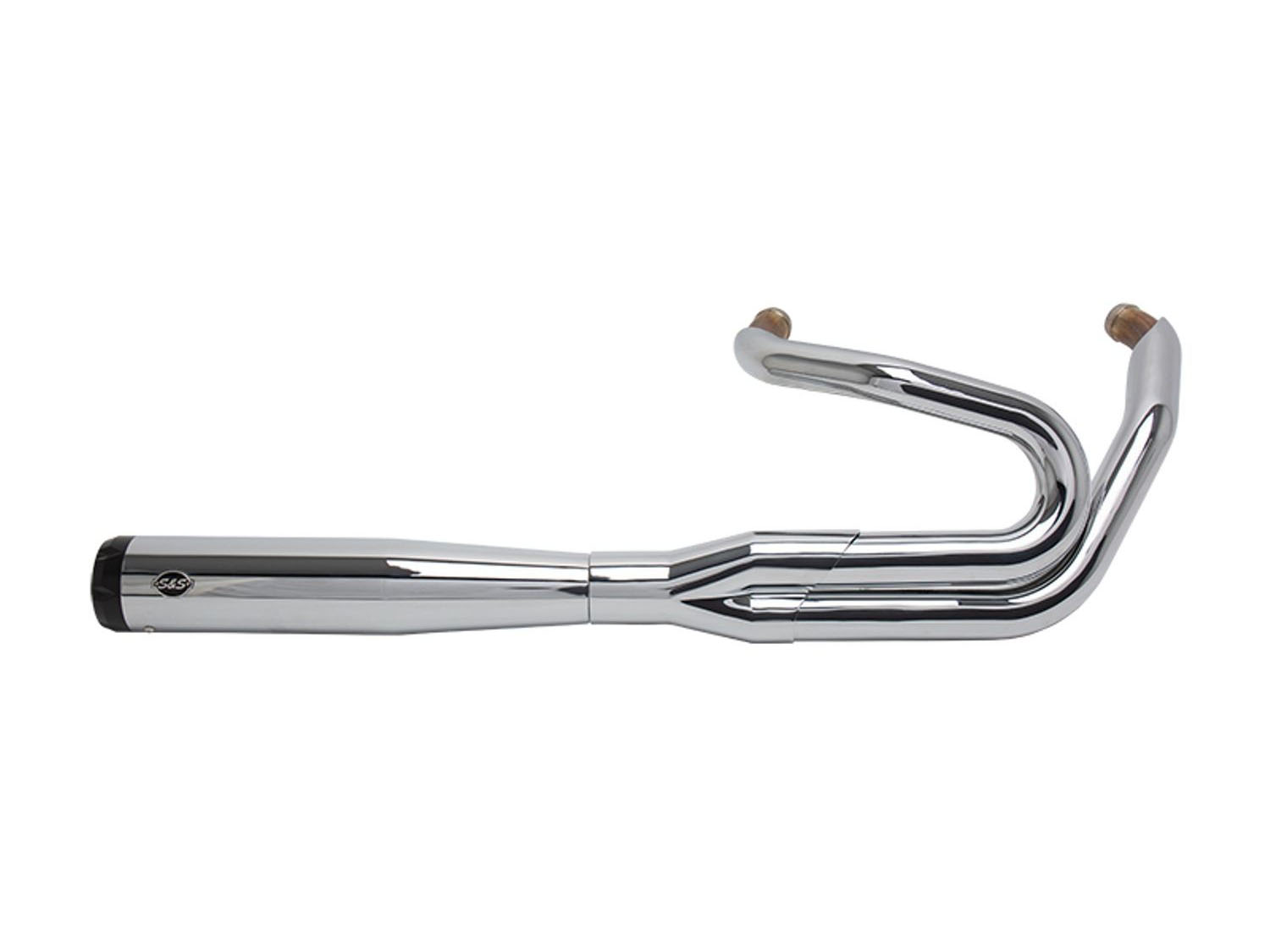 2-into-1 SuperStreet Exhaust - Chrome with Black End Cap. Fits Softail 2018-2024 Non-240 Rear Tyre Models. S&S - Image 3