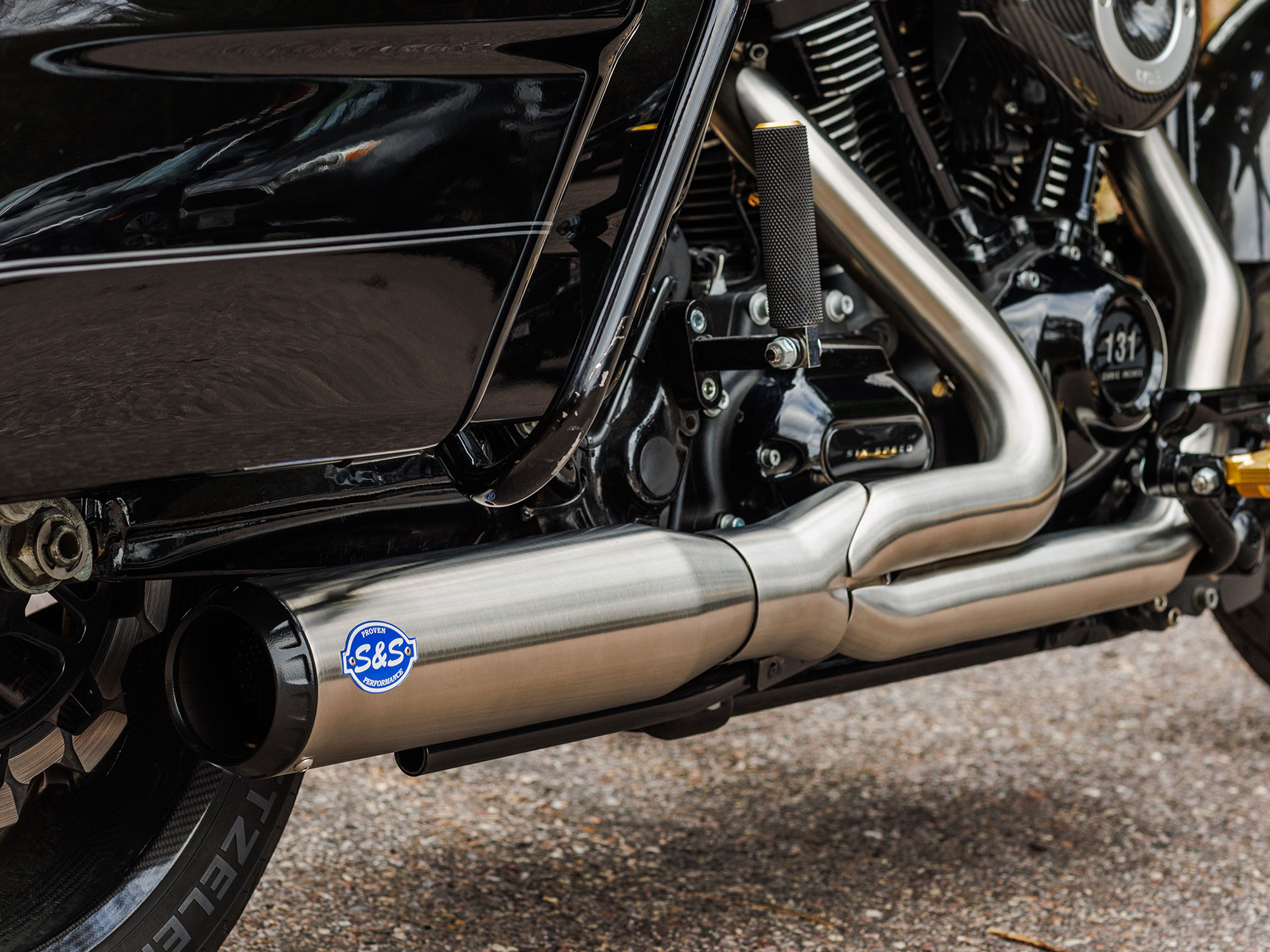 2-into-1 Qualifier Exhaust - Stainless Steel with Black End Cap. Fits Touring 2017up S&S - Image 3