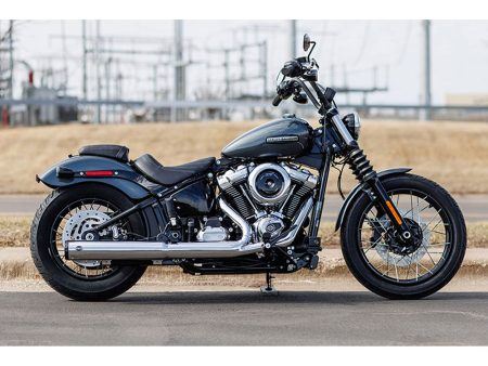 4in. Grand National Slip-On Muffler - Chrome with Black End Cap. Fits Softail Street Bob, Low Rider S, Low Rider ST & Heritage 2025up S&S