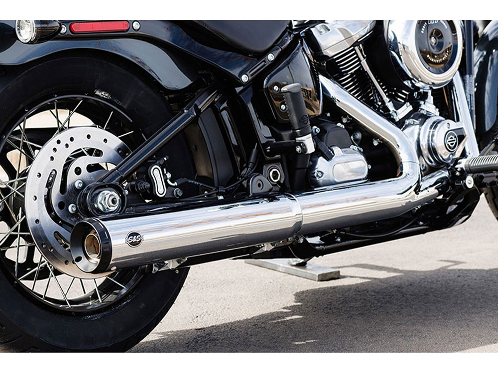 4in. Grand National Slip-On Muffler - Chrome with Black End Cap. Fits Softail Street Bob, Low Rider S, Low Rider ST & Heritage 2025up S&S - Image 3
