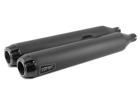 4in. Slip-On Mufflers - Black with Carbon Fiber End Caps. Fits Touring 2017up. TWO BROTHERS RACING EXHAUST