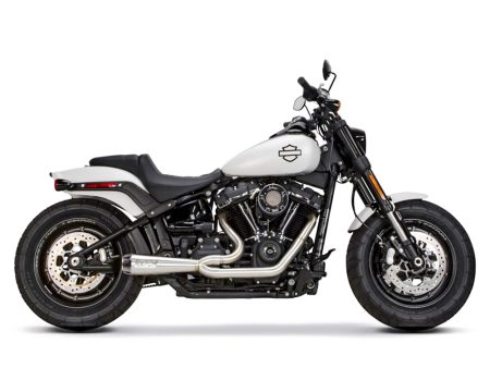 Comp-S 2-into-1 Exhaust - Stainless Steel with Carbon Fiber End Cap. Fits Softail 2018-2024 with Non-240 Rear Tyre. TWO BROTHERS RACING EXHAUST
