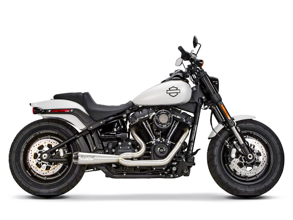 Comp-S 2-into-1 Exhaust - Stainless Steel with Carbon Fiber End Cap. Fits Softail 2018-2024 with Non-240 Rear Tyre. TWO BROTHERS RACING EXHAUST