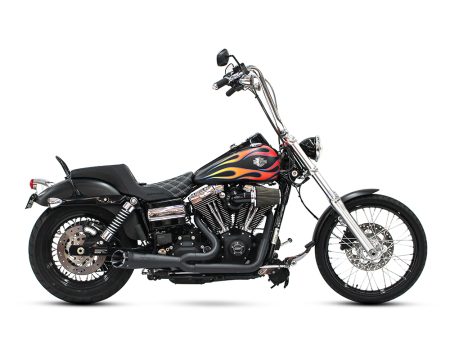 Shorty Turnout 2-into-1 Exhaust - Black with Black End Cap. Fits Dyna 2006-2017. TWO BROTHERS RACING EXHAUST