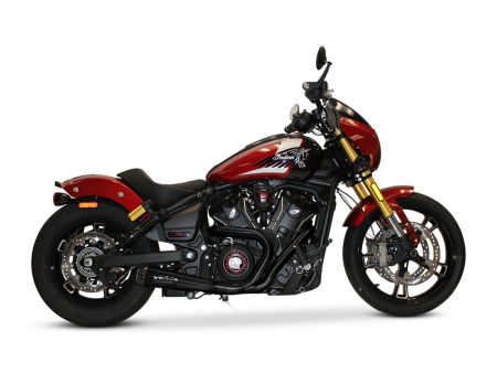 Comp-S 2-into-1 Exhaust - Black with Carbon Fiber End Cap. Fits Indian Scout 2018up TWO BROTHERS RACING EXHAUST