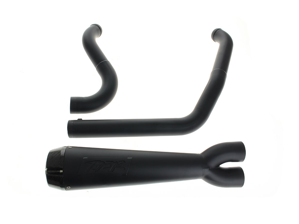 Comp-S 2-into-1 Exhaust - Black with Carbon Fiber End Cap. Fits Softail 2018up with Non-240 Rear Tyre TWO BROTHERS RACING EXHAUST