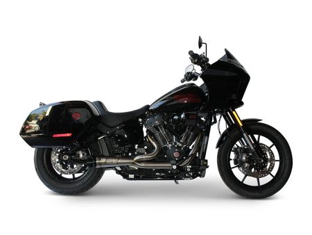 Shorty Turnout 2-into-1 Exhaust - Stainless Steel with Black End Cap. Fits Softail 2018up with Non-240 Rear Tyre TWO BROTHERS RACING EXHAUST