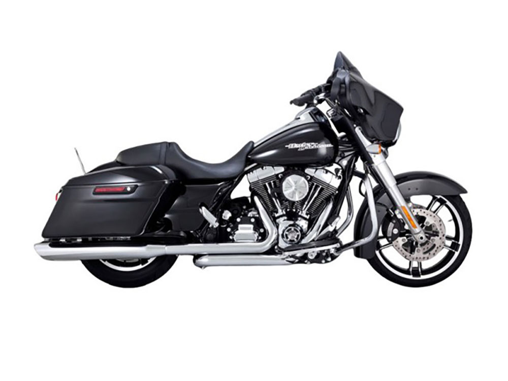 4in. Twin Slash Round Slip-On Mufflers - Chrome. Fits Touring 2017up Vance and Hines - Image 2
