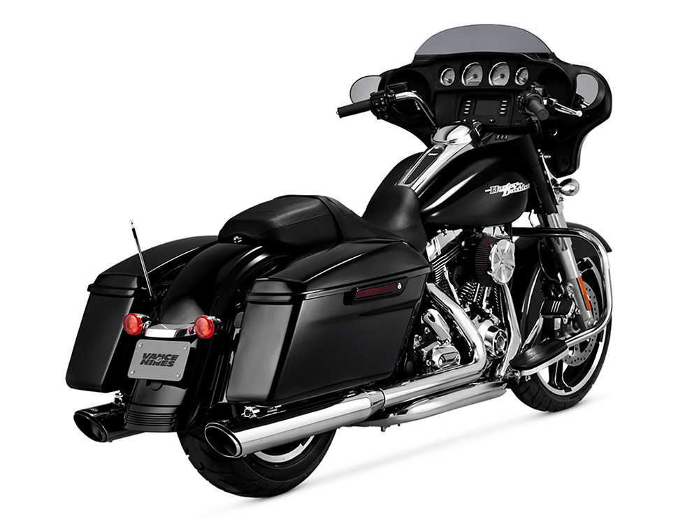 4in. Twin Slash Round Slip-On Mufflers - Chrome. Fits Touring 2017up Vance and Hines