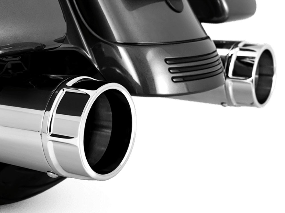 4.5in. Torquer 450 Slip-On Mufflers - Chrome with Chrome End Caps. Fits Touring 1995-2016 Vance and Hines - Image 2