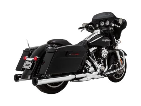 4in. Eliminator 400 Slip-On Mufflers - Chrome with Black End Caps. Fits Touring 1995-2016 & Trike 2017-2020. Vance and Hines