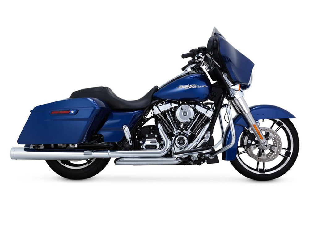 4in. Monster Round Slip-On Mufflers - Chrome with Chrome End Caps. Fits Touring 2017up Vance and Hines - Image 2