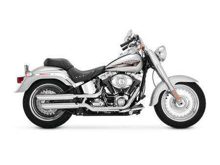 3in. Twin Slash Slip-On Mufflers - Chrome. Fits Softail Deuce 2007 & Fat Boy 2007-2017 Vance and Hines