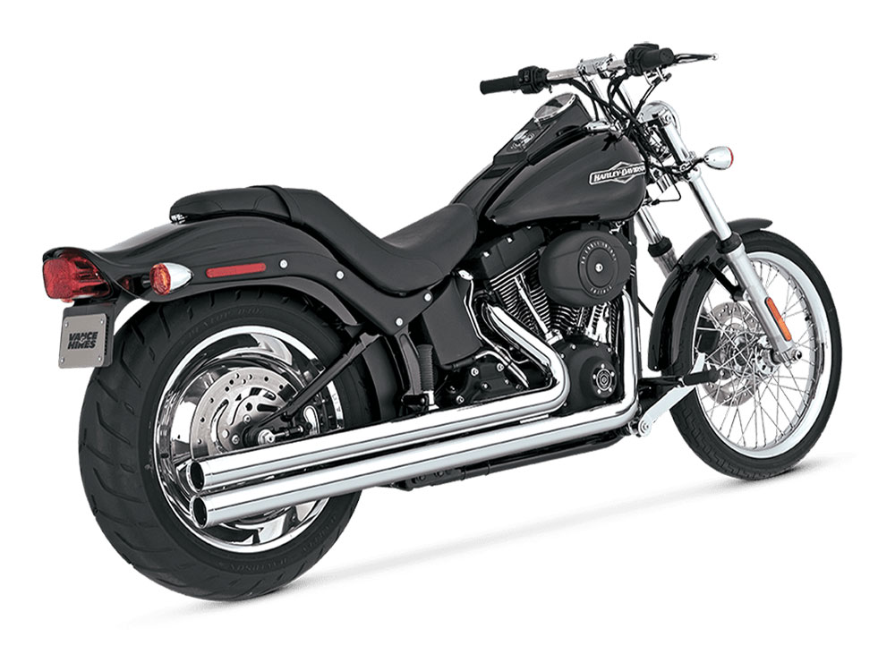 Big Shots Long Exhaust - Chrome. Fits Softail 1986-2017 Non-240 Tyre Models Vance and Hines - Image 4